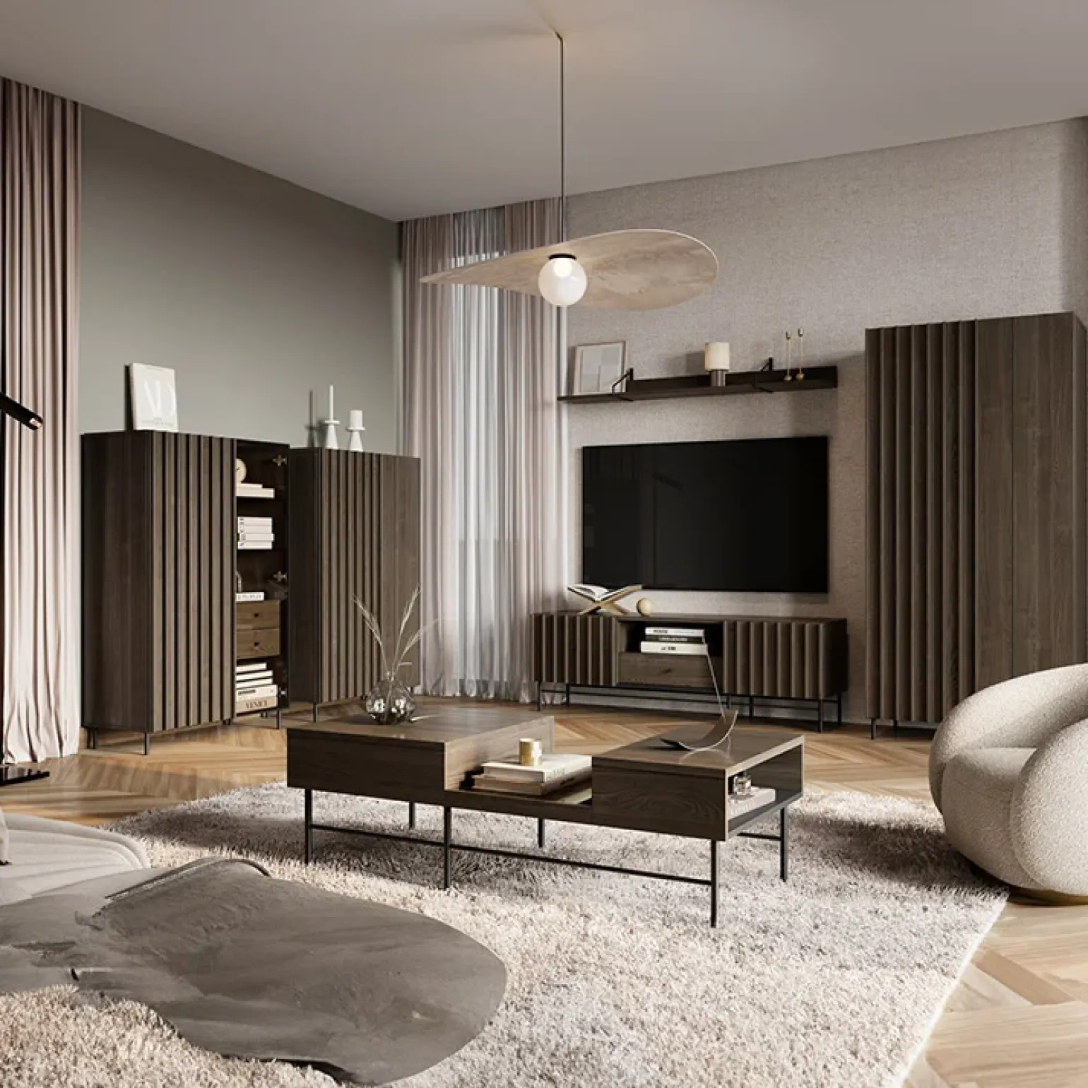 Vetrinetta bassa 92x144h cm 2 ante led wengè Blackwood