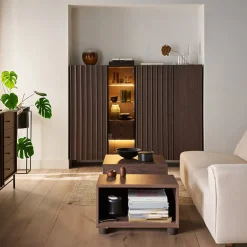 Vetrinetta bassa 92x144h cm 2 ante led wengè Blackwood