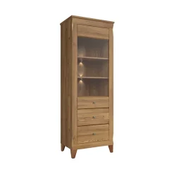 Vetrinetta 72x202h cm 1 anta 3 cassetti rovere scuro Lucca