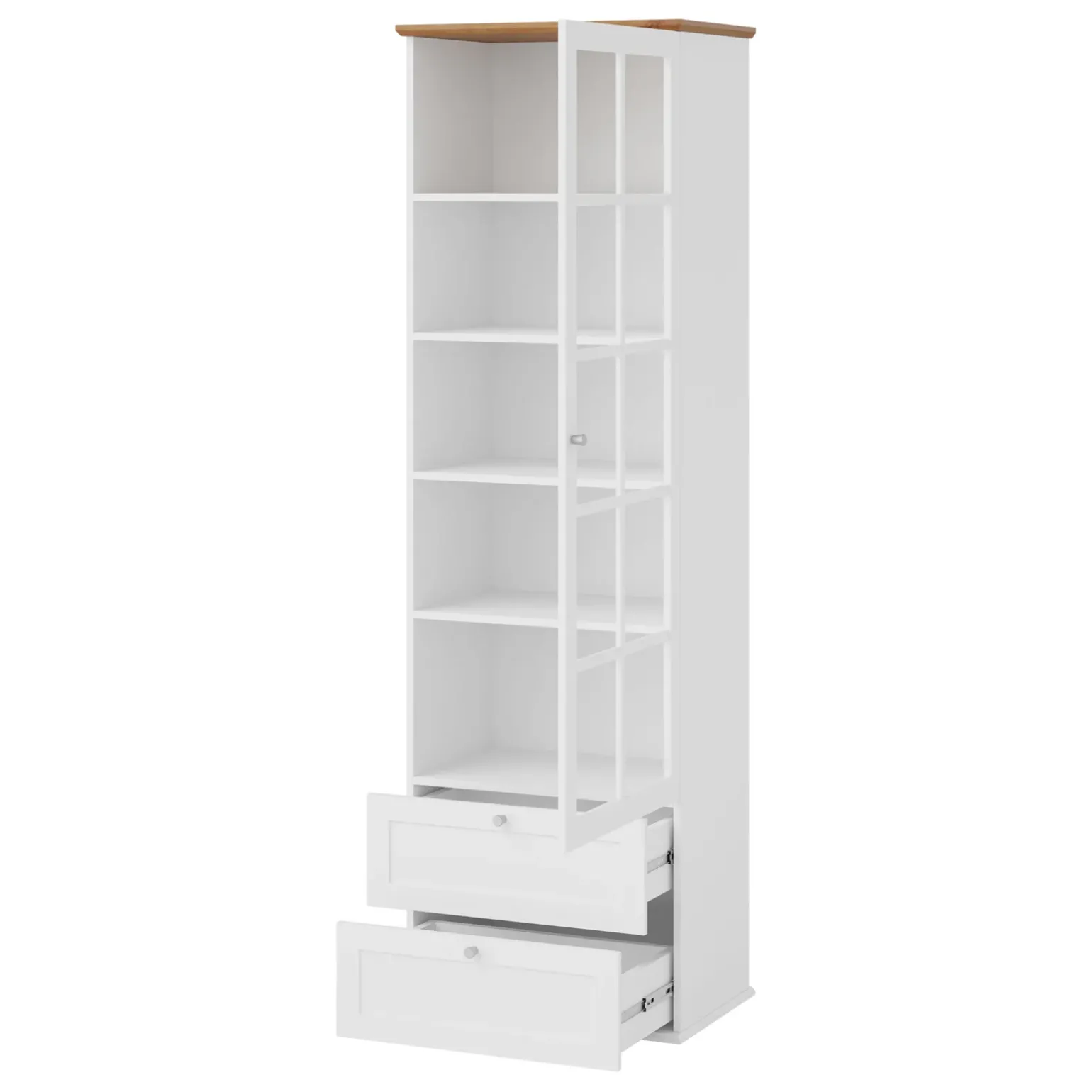 Vetrinetta 62x201h cm 1 anta 2 cassetti bianco rovere Relaxio