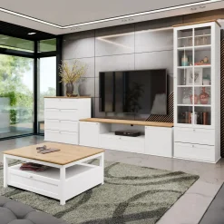 Vetrinetta 62x201h cm 1 anta 2 cassetti bianco rovere Relaxio