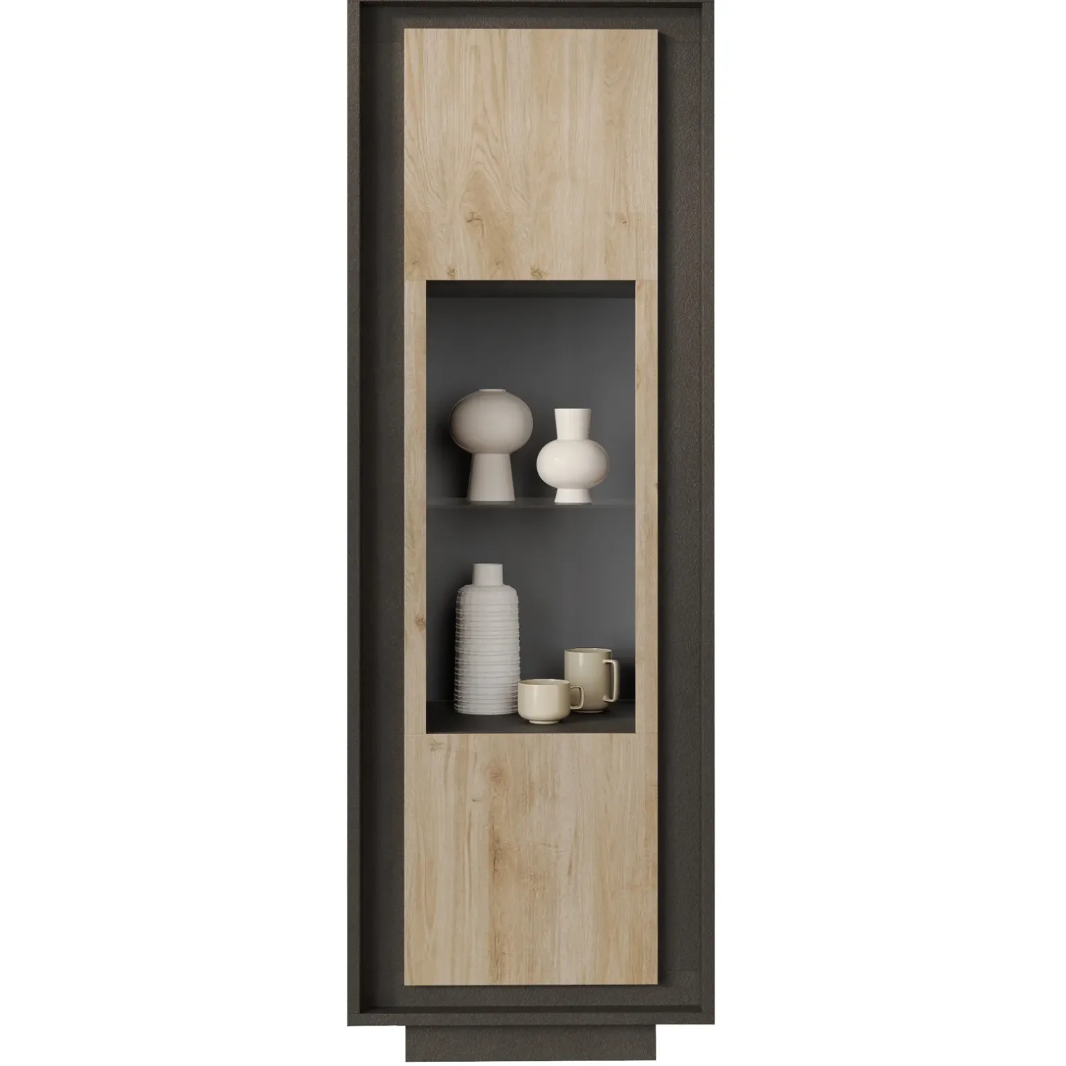 Vetrinetta 67x197h cm 1 anta moderna antracite rovere chiaro Deluxe