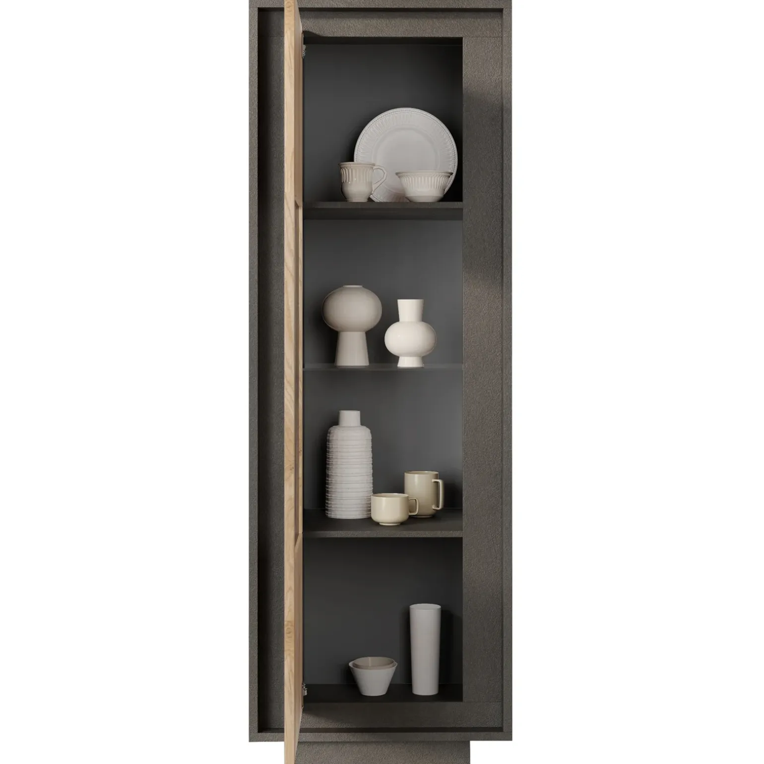 Vetrinetta 67x197h cm 1 anta moderna antracite rovere chiaro Deluxe