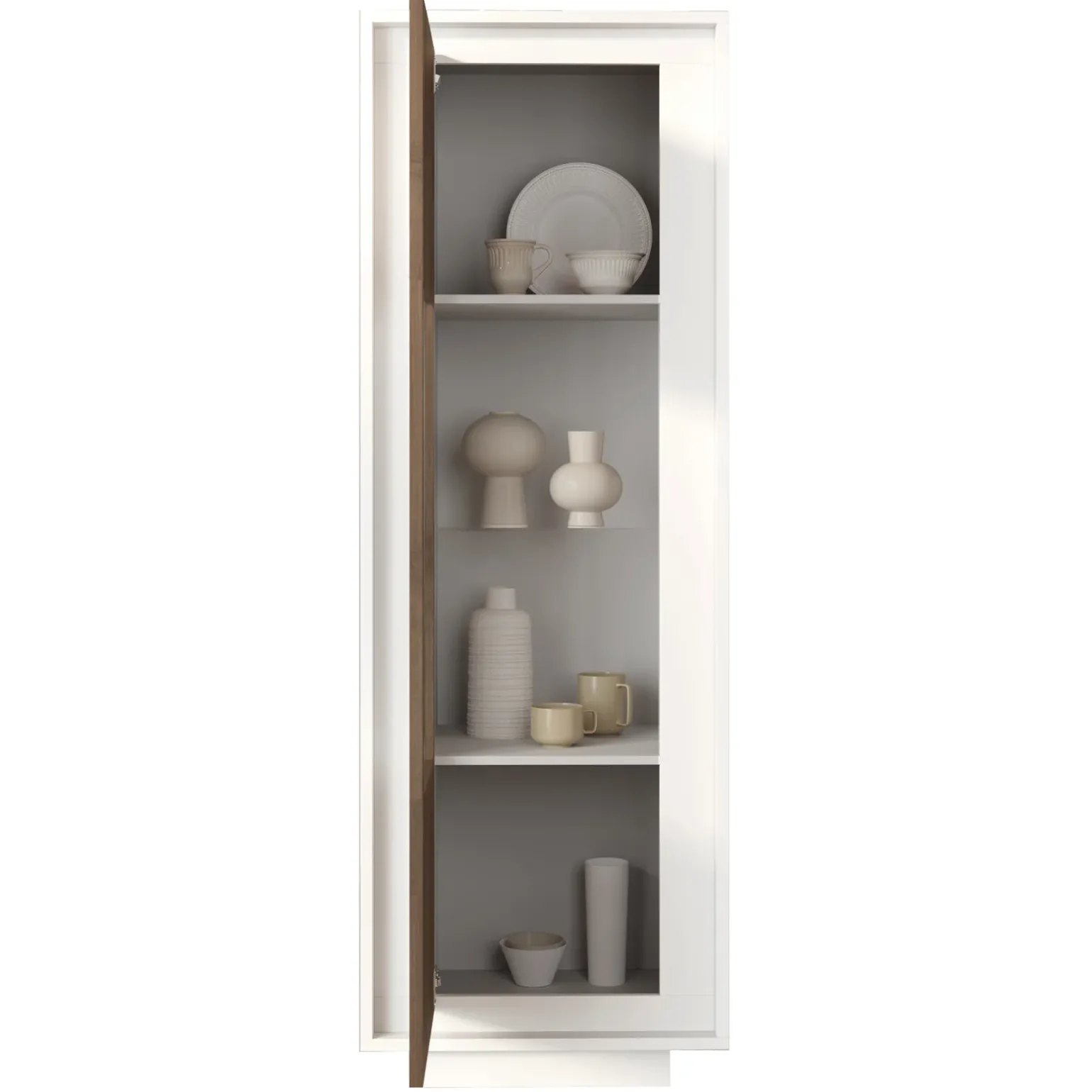 Vetrinetta 67x197h cm 1 anta moderna bianco opaco rovere scuro Deluxe