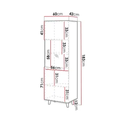 Vetrinetta 60x183h cm 1 anta moderna cannettato antracite Essence