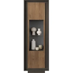 Vetrinetta 67x197h cm 1 anta moderna antracite rovere scuro Deluxe
