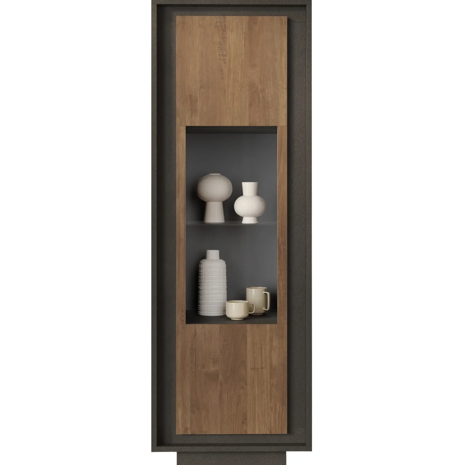 Vetrinetta 67x197h cm 1 anta moderna antracite rovere scuro Deluxe