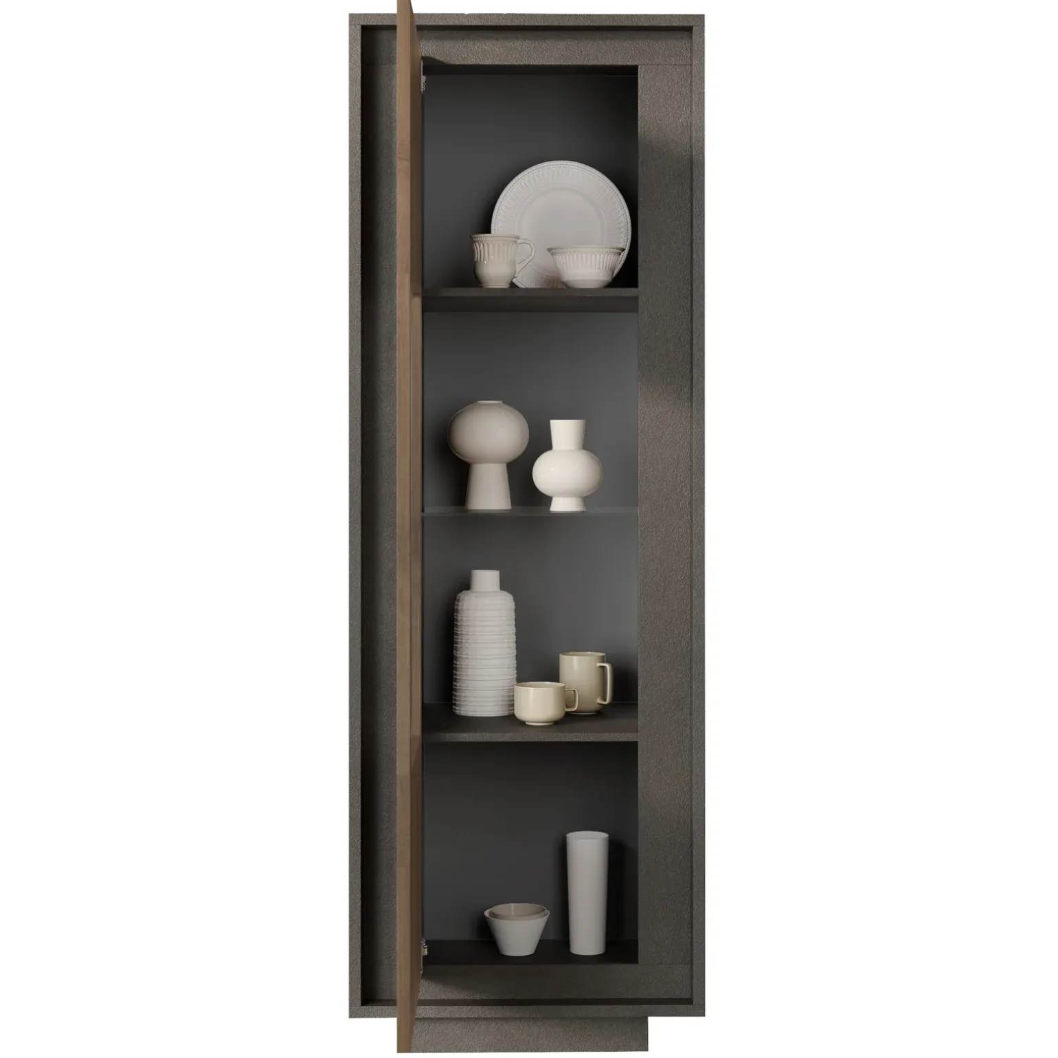 Vetrinetta 67x197h cm 1 anta moderna antracite rovere scuro Deluxe