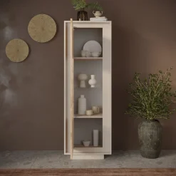 Vetrinetta 67x197h cm 1 anta moderna beige rovere chiaro Deluxe