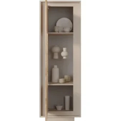 Vetrinetta 67x197h cm 1 anta moderna beige rovere chiaro Deluxe