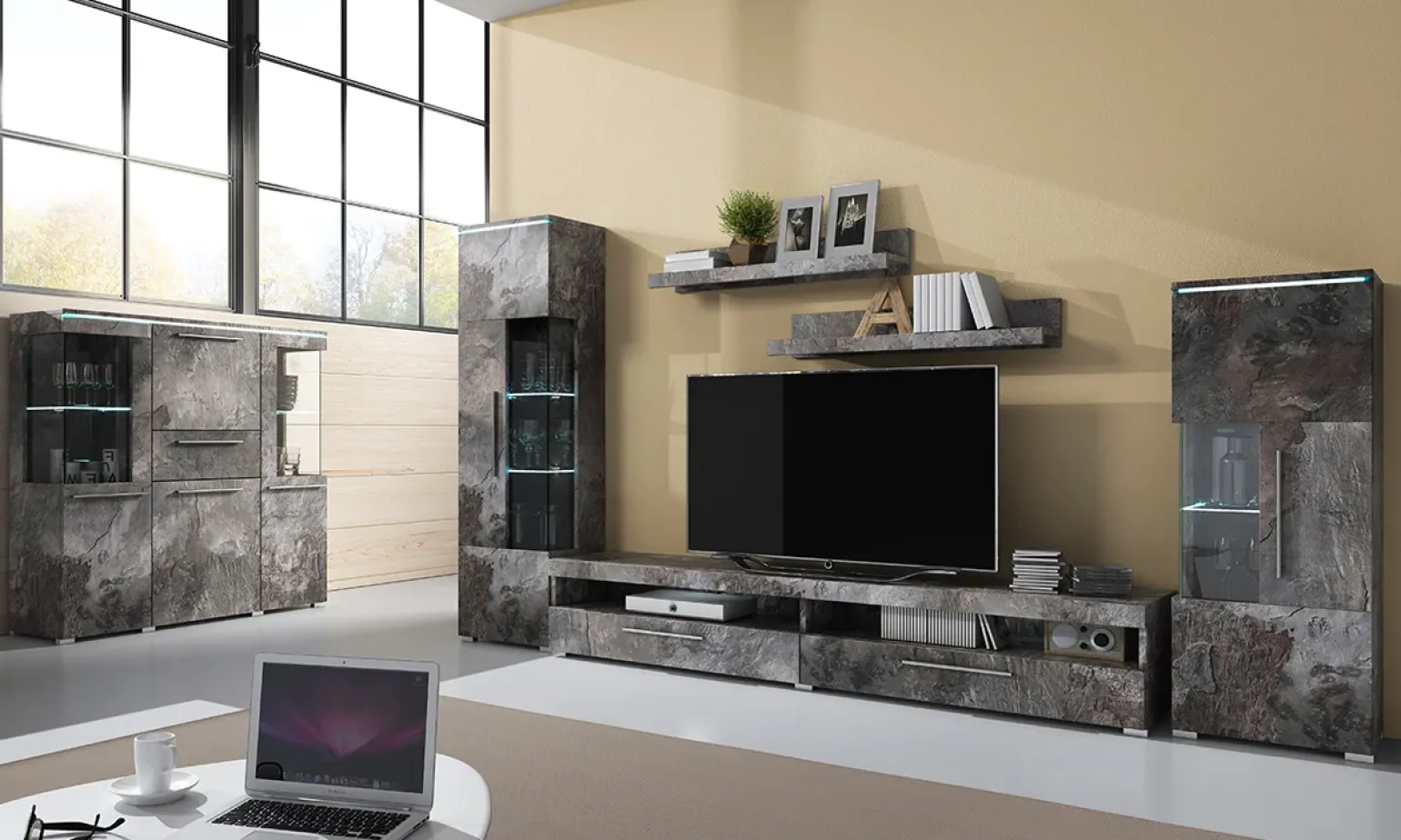 Vetrinetta 45x160h cm 1 anta sinistra moderna ossido Frisk