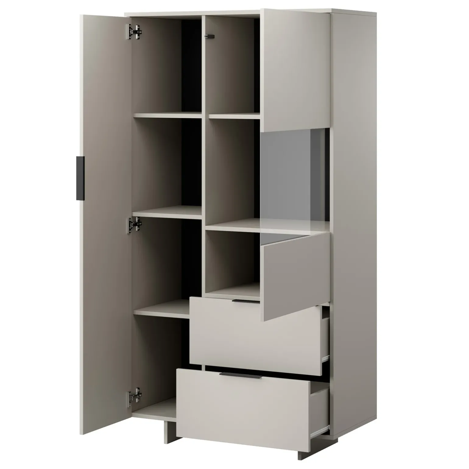 Vetrinetta 90x170h cm 2 ante 2 cassetti soggiorno grigio Stone
