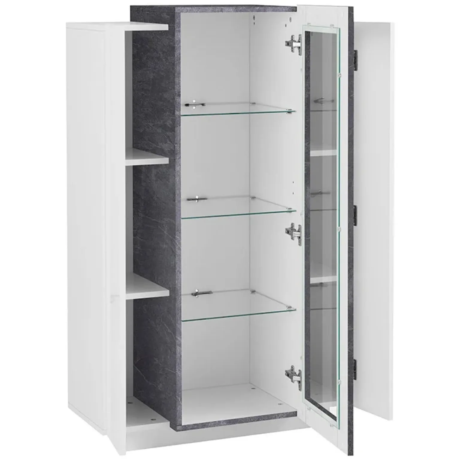 Vetrinetta 80x121h cm 2 ante bianco lucido nero opaco Milos Gihome®