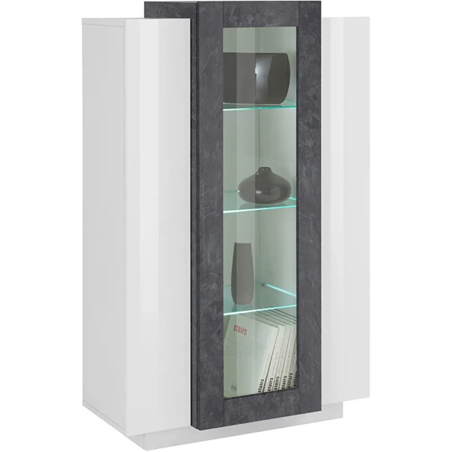 Vetrinetta 80x121h cm 2 ante bianco lucido nero opaco Milos Gihome®