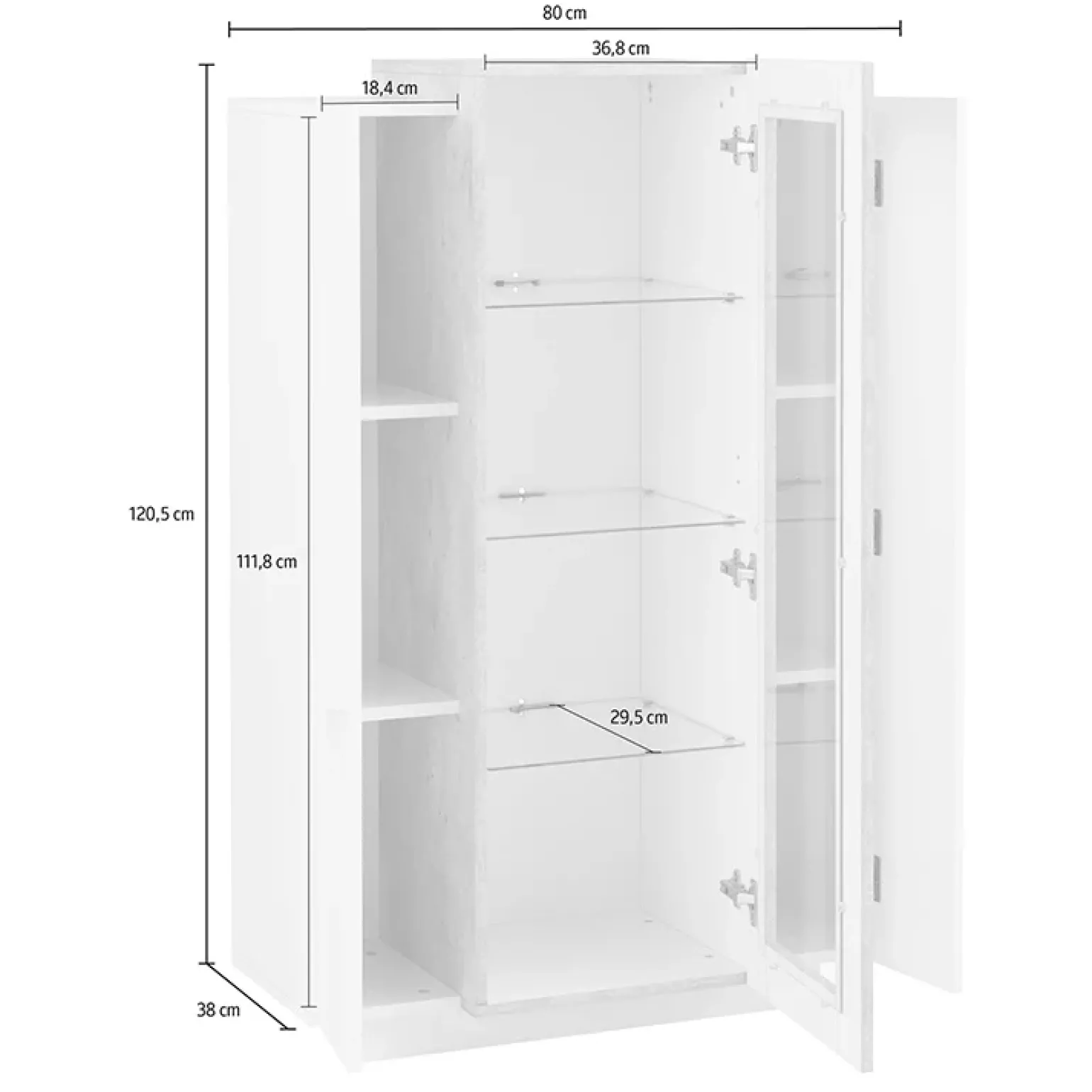 Vetrinetta 80x121h cm 2 ante bianco lucido Milos Gihome®