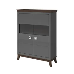 Vetrinetta 116x150h cm 2 ante moderna  antracite lucido rovere scuro Umag