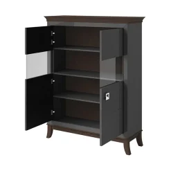 Vetrinetta 116x150h cm 2 ante moderna antracite lucido rovere scuro Umag