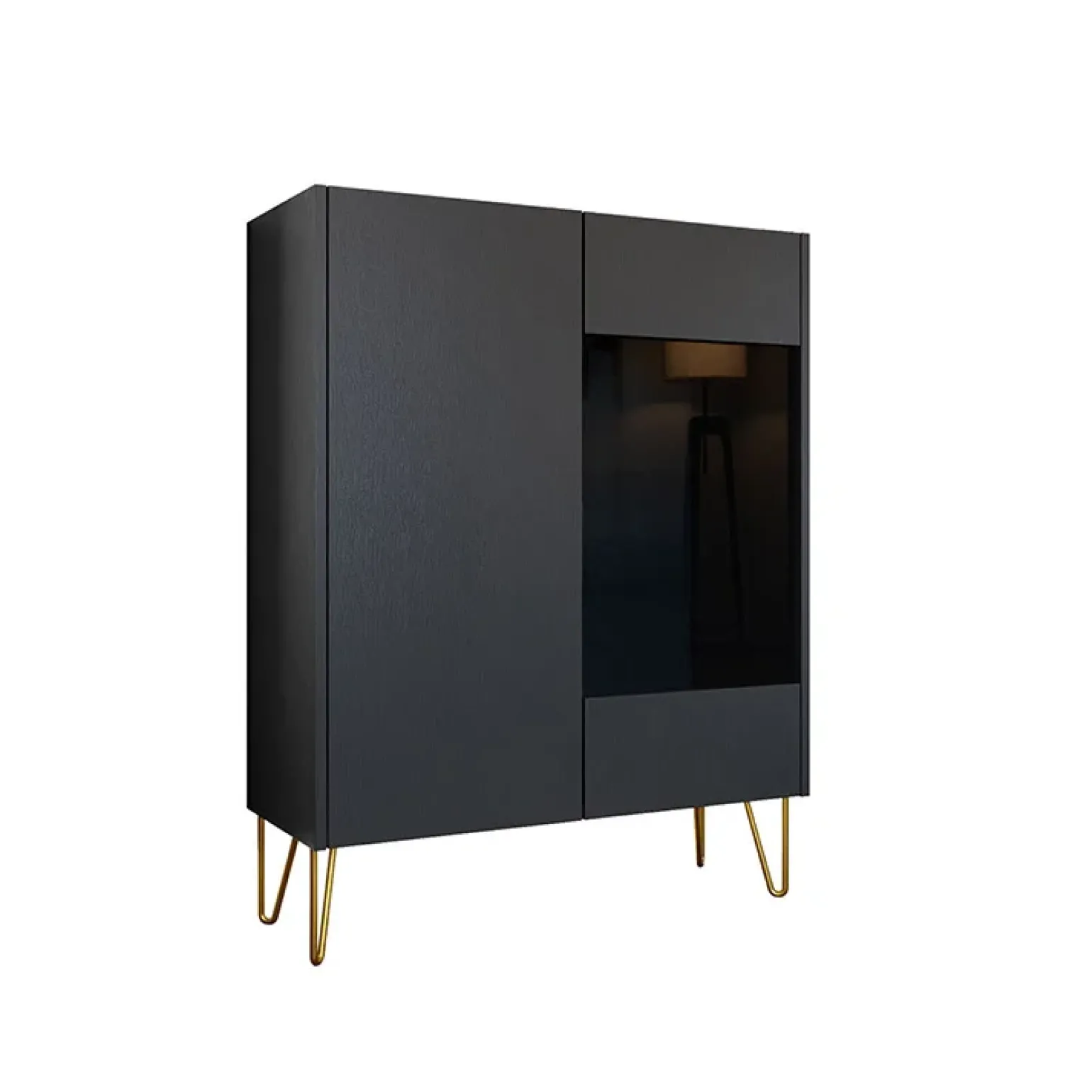 Vetrinetta 97x122h cm 2 ante moderna grafite marmo nero Visby
