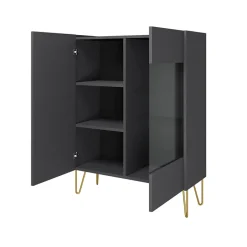 Vetrinetta 97x122h cm 2 ante moderna grafite marmo nero Visby