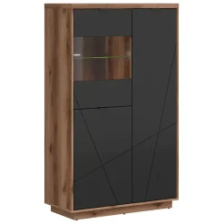 Vetrinetta 157x94h cm 2 ante rovere scuro nero opaco Elin