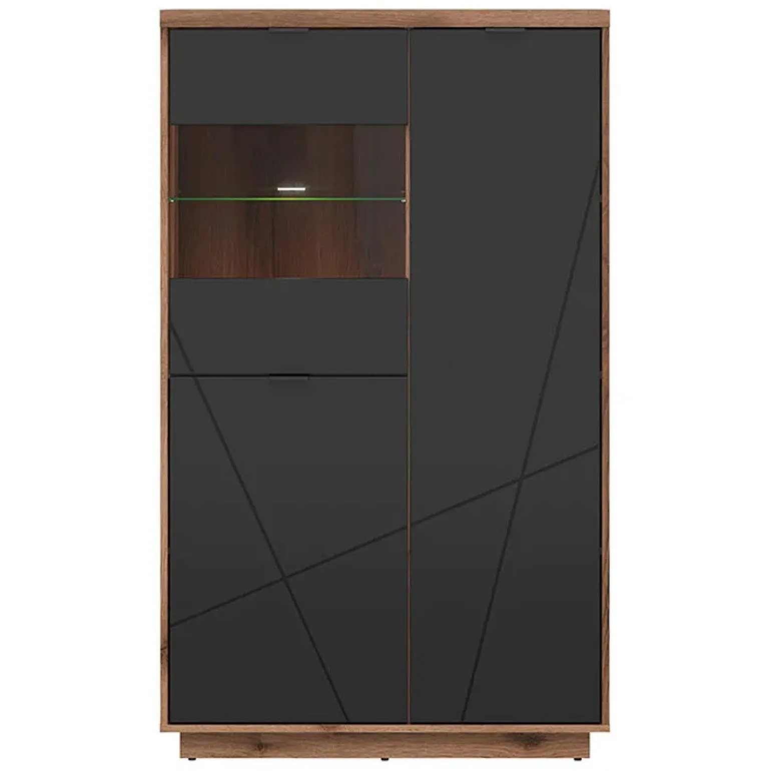 Vetrinetta 157x94h cm 2 ante rovere scuro nero opaco Elin