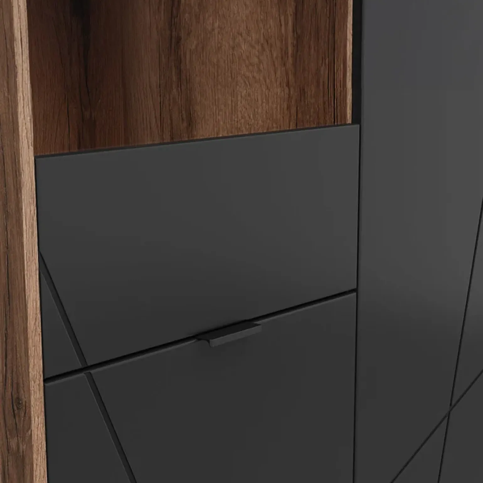 Vetrinetta 157x94h cm 2 ante rovere scuro nero opaco Elin