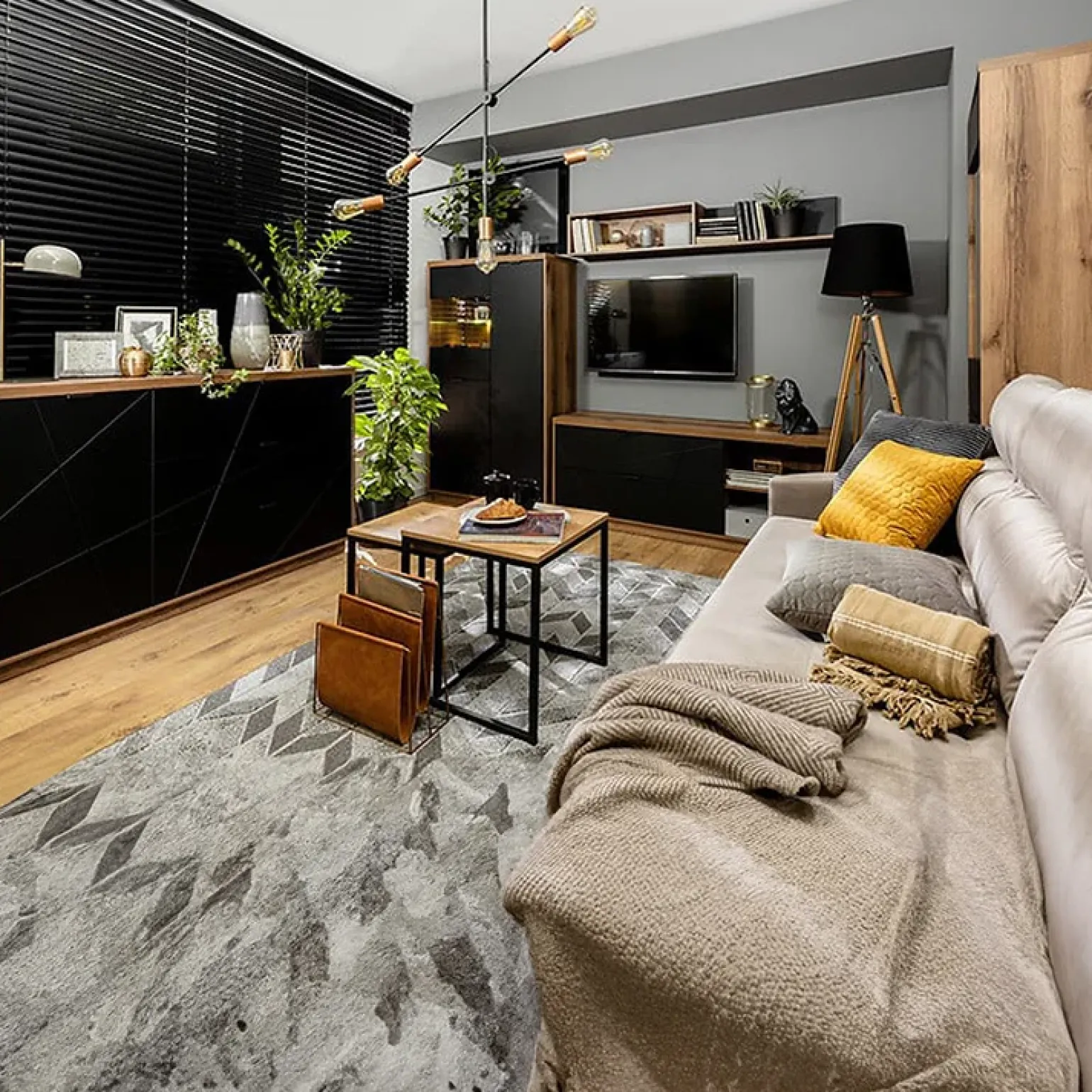 Vetrinetta 157x94h cm 2 ante rovere scuro nero opaco Elin