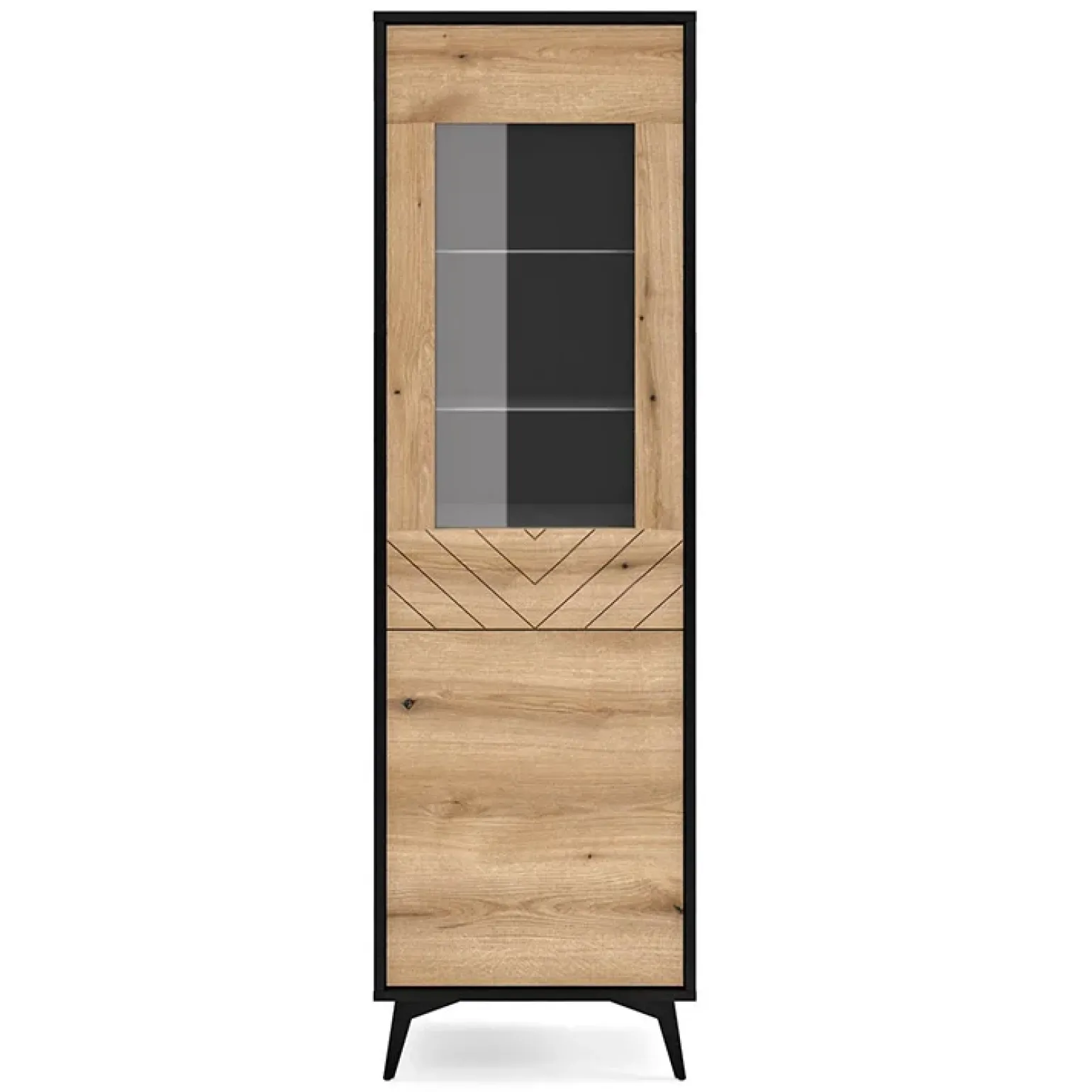 Vetrinetta 54x178h cm 2 ante soggiorno quercia nero Becca