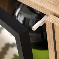 Vetrinetta 70x192h cm 2 ante soggiorno moderna noce con stampa nera Mendes