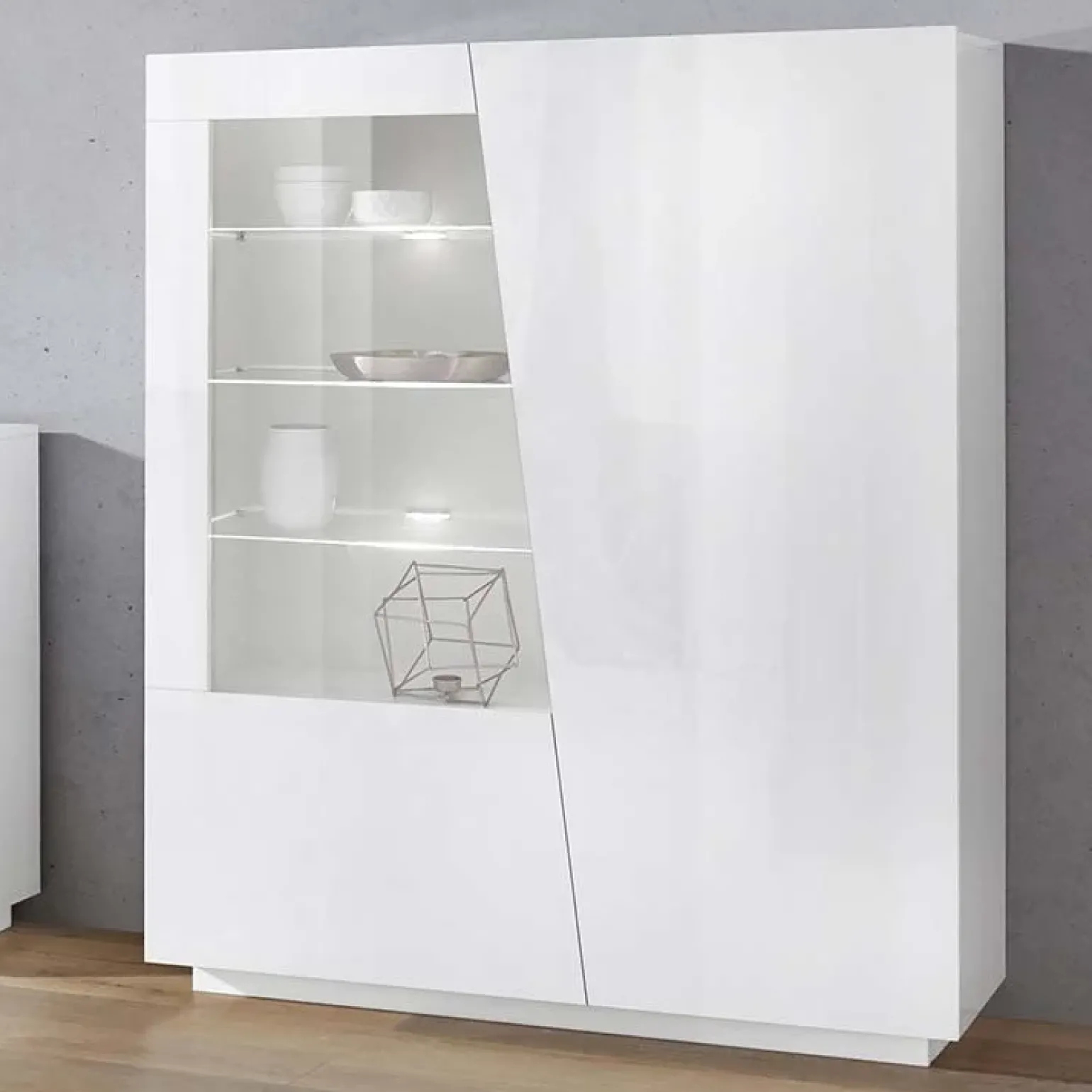 Vetrinetta 120x146h cm 2 ante soggiorno bianco lucido Candia Gihome®