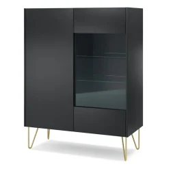 Vetrinetta 97x123h cm 2 ante soggiorno nero effetto marmo Sirena
