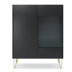 Vetrinetta 97x123h cm 2 ante soggiorno nero effetto marmo Sirena