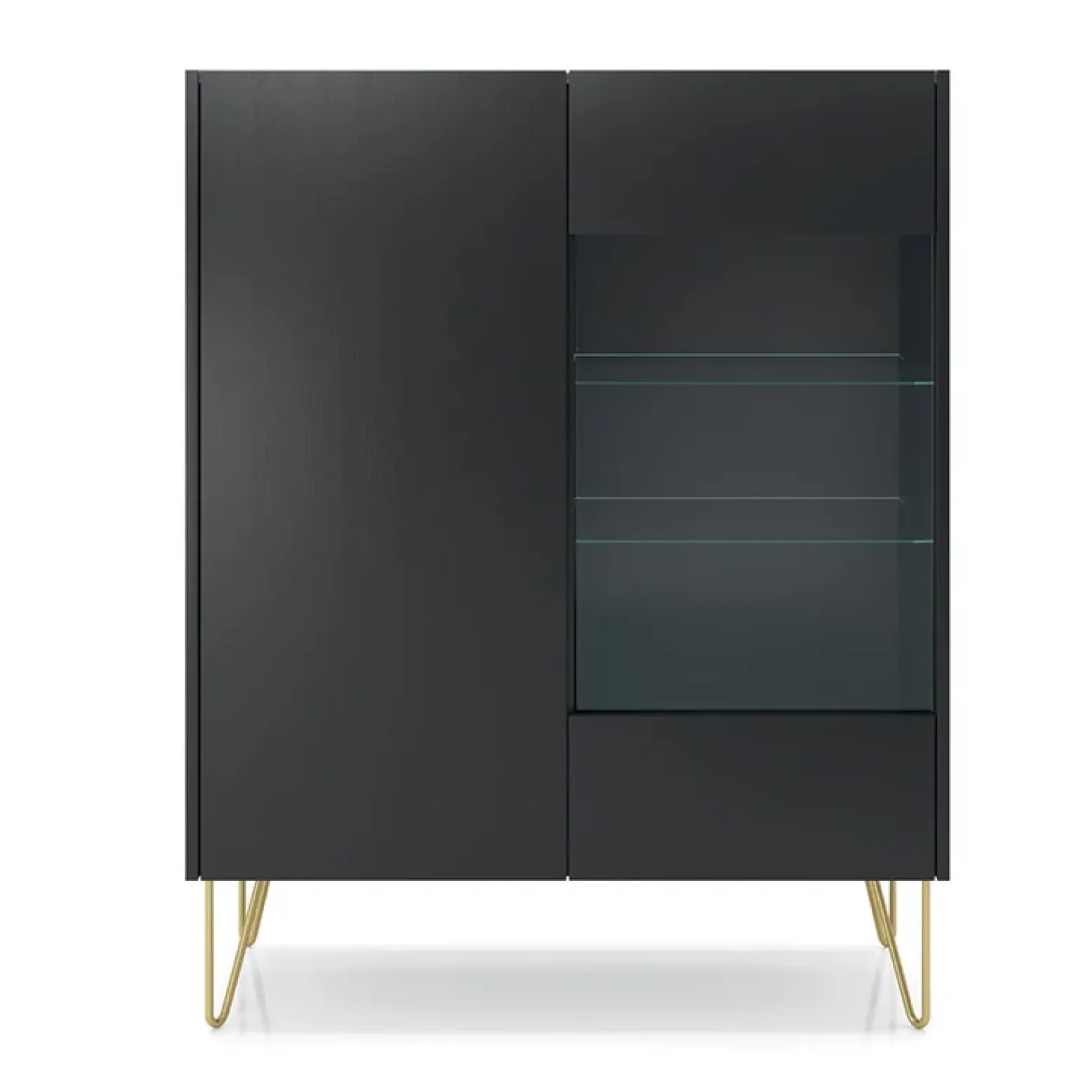 Vetrinetta 97x123h cm 2 ante soggiorno nero effetto marmo Sirena