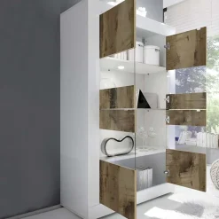 Vetrinetta 102x162h cm 4 ante soggiorno bianco lucido pero Eternity