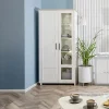 Vetrinetta 102x201h cm 2 ante soggiorno bianco frassinato rovere Lars