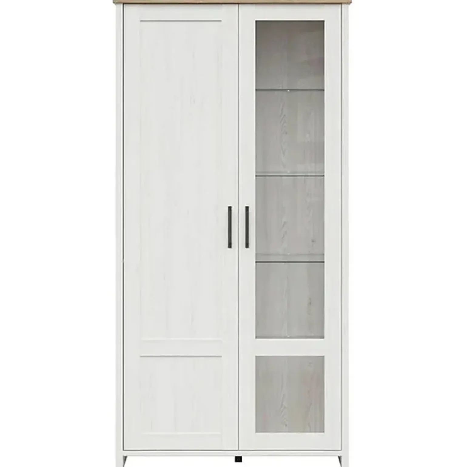 Vetrinetta 102x201h cm 2 ante soggiorno bianco frassinato rovere Lars
