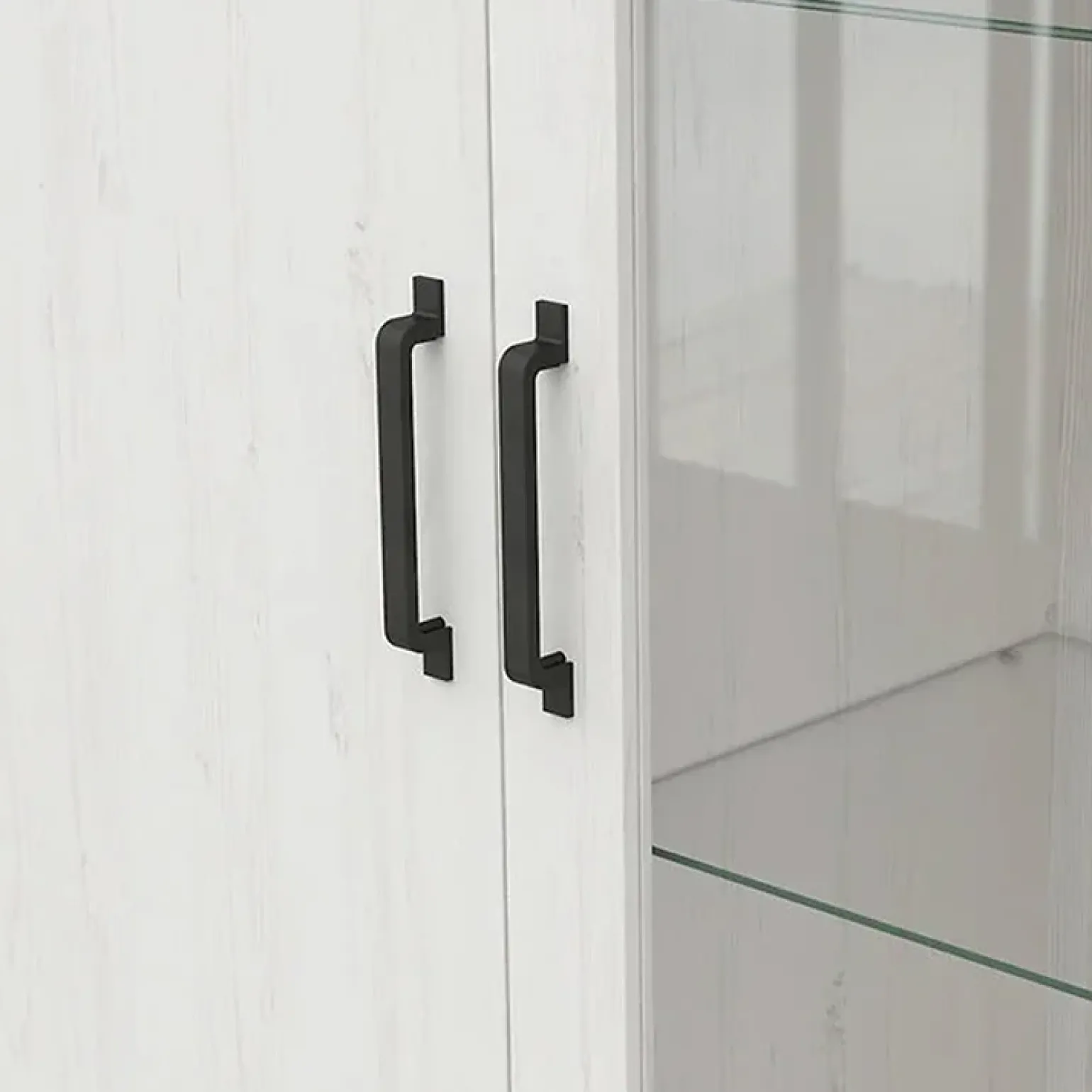 Vetrinetta 102x201h cm 2 ante soggiorno bianco frassinato rovere Lars