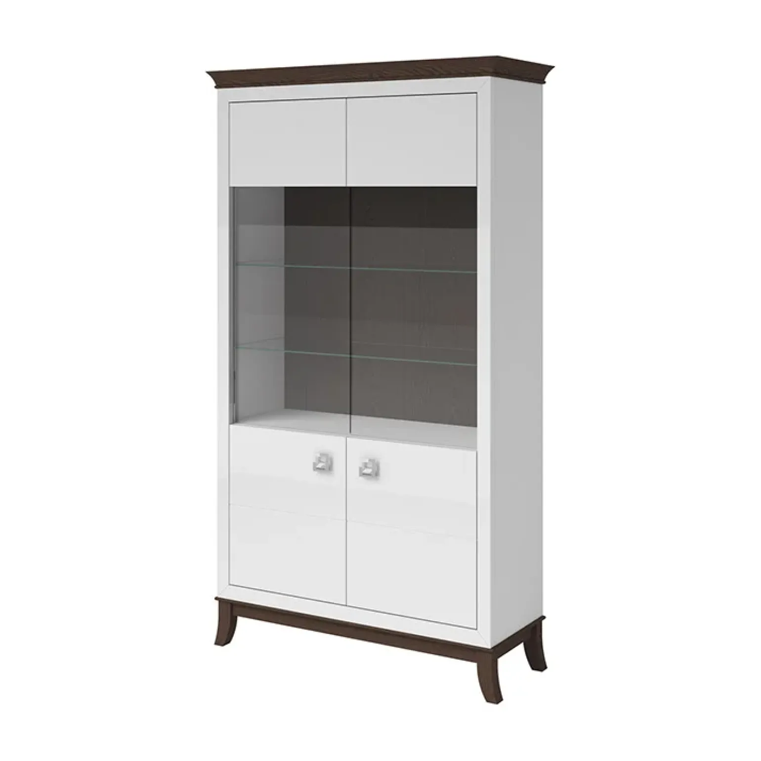 Vetrinetta 116x207h cm 2 ante soggiorno bianco frassinato rovere scuro Umag