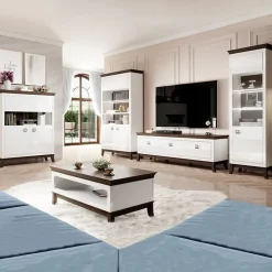 Vetrinetta 116x207h cm 2 ante soggiorno bianco frassinato rovere scuro Umag