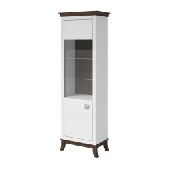 Vetrinetta 66x207h cm1 anta soggiorno bianco lucido rovere scuro Umag