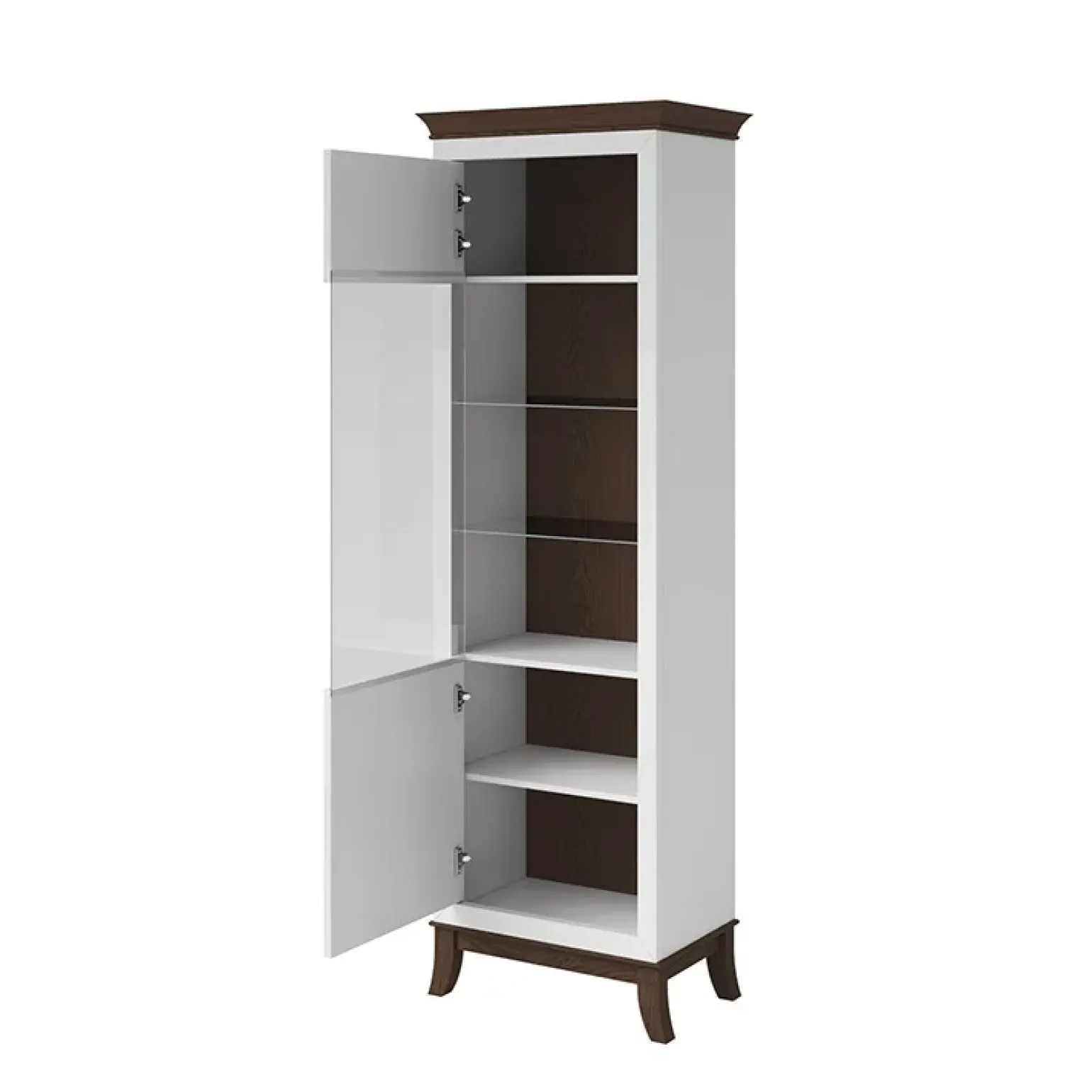 Vetrinetta 66x207h cm1 anta soggiorno bianco lucido rovere scuro Umag