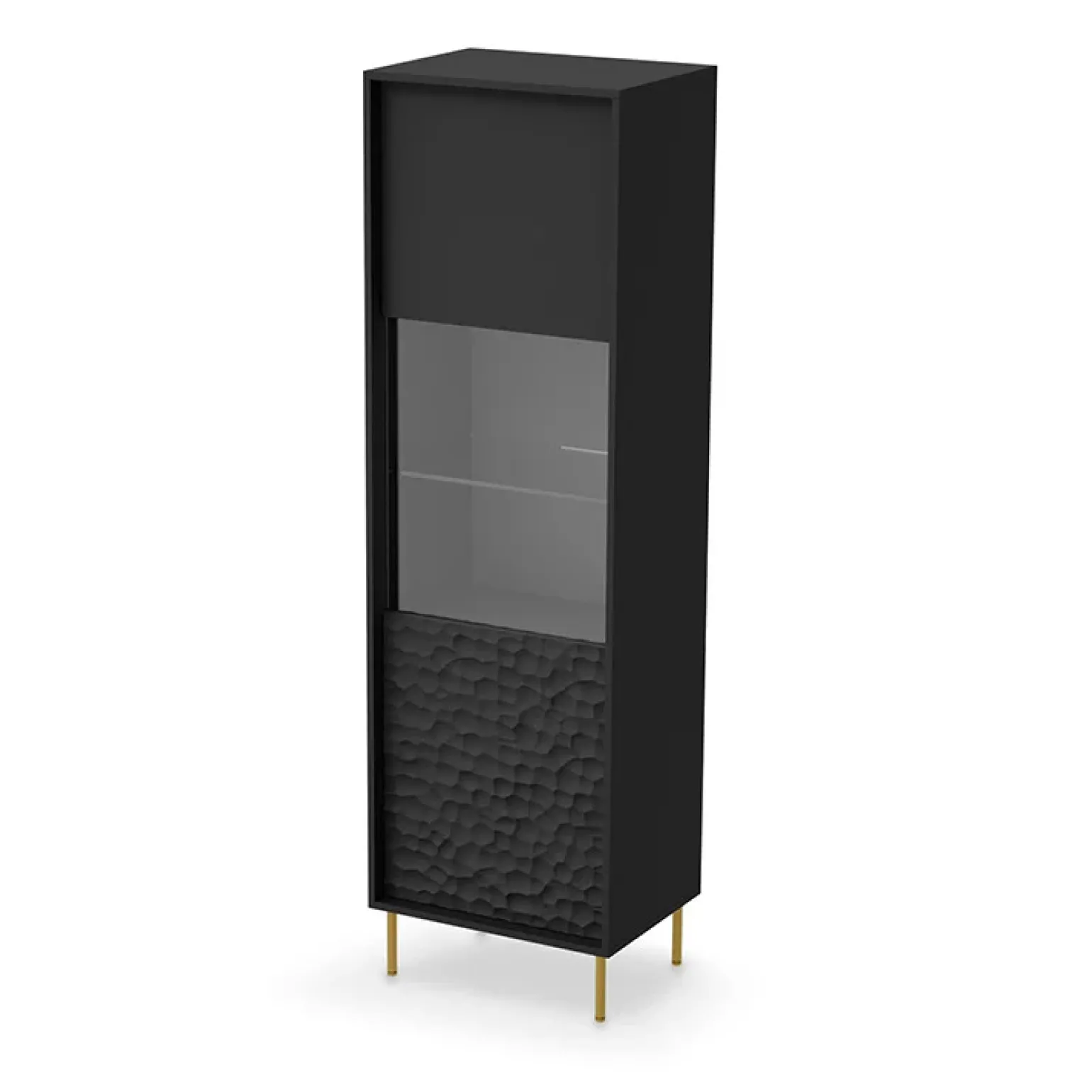 Vetrinetta 55x185h cm moderna soggiorno nero oro Osaka