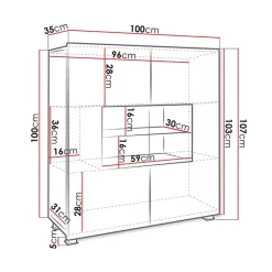 Vetrinetta 100x107h cm moderna soggiorno bianco Corale