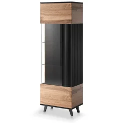 Vetrinetta 60x182h cm moderna industrial rovere nero Nandina