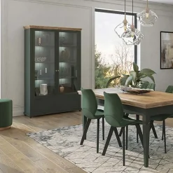 Vetrinetta 126x200h cm soggiorno moderna verde quercia Texel